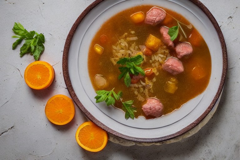 Orientalische Karottensuppe mit Orangenfilets